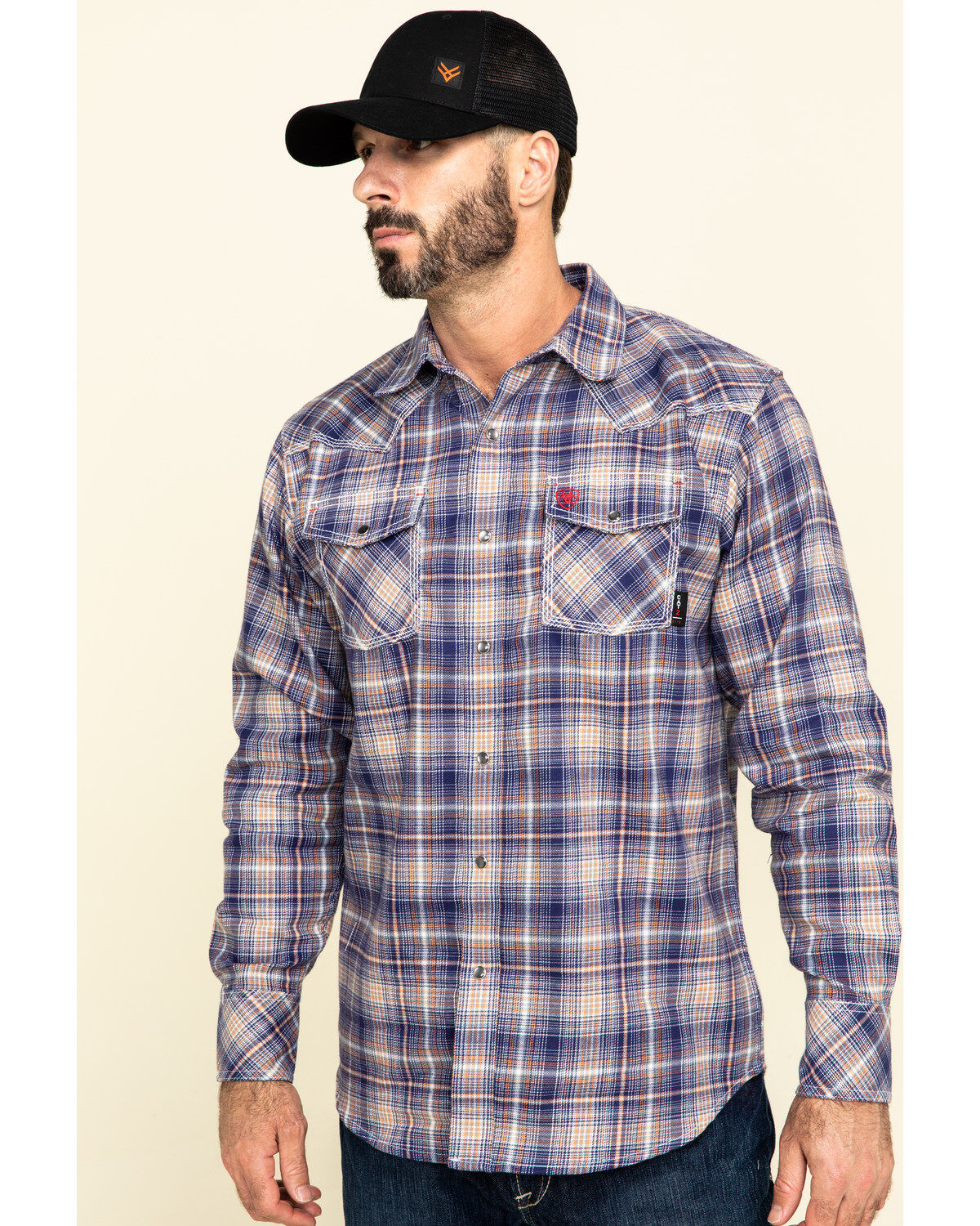 Image #1 - Ariat Men's Boot Barn Exclusive FR Everest Retro Plaid Long Sleeve Work Shirt , , hi-res