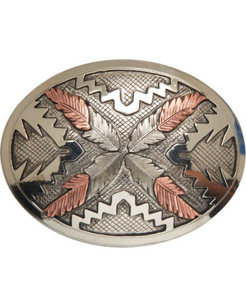 AndWest Vintage "Saguaro" Navajo Feathers Buckle, Two Tone, hi-res