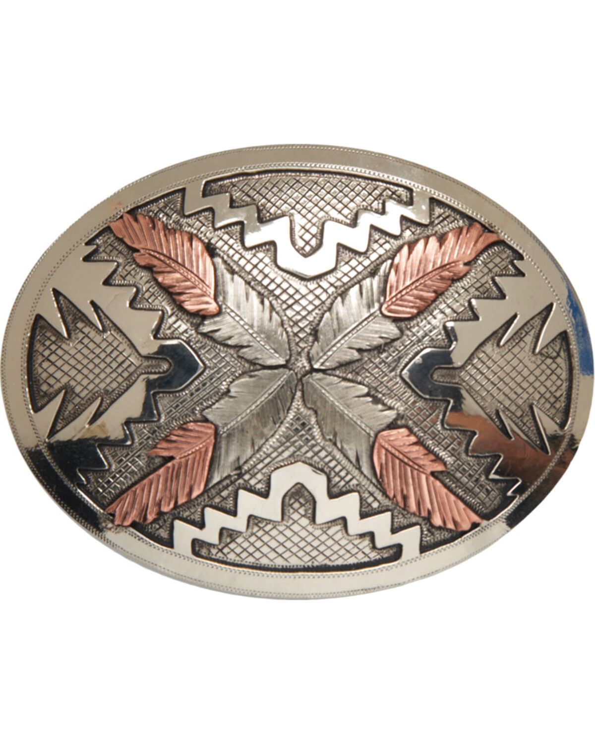 Image #1 - AndWest Vintage "Saguaro" Navajo Feathers Buckle, Two Tone, hi-res