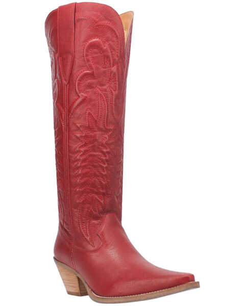 Image #1 - Dingo Women's Raisin Kane Tall Western Boots - Snip Toe , Red, hi-res
