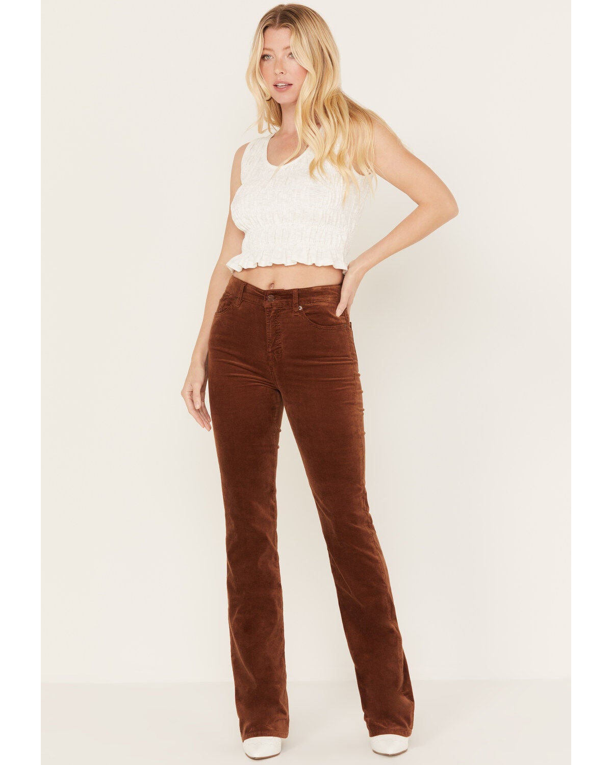 7 For All Mankind Women's High Rise Velvet Lisha Bootcut Jeans, Camel, hi-res