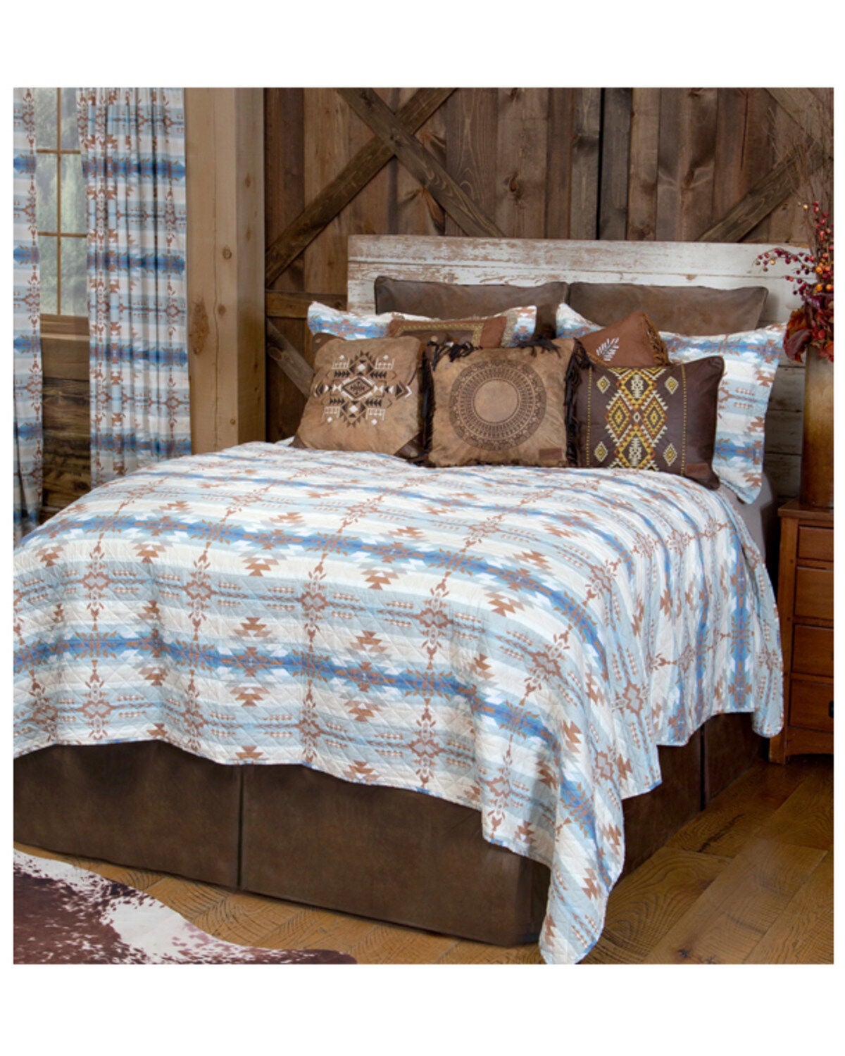 Carstens Home Wrangler Stack Rock Southwestern King Quilt - 3-Piece, Blue, hi-res