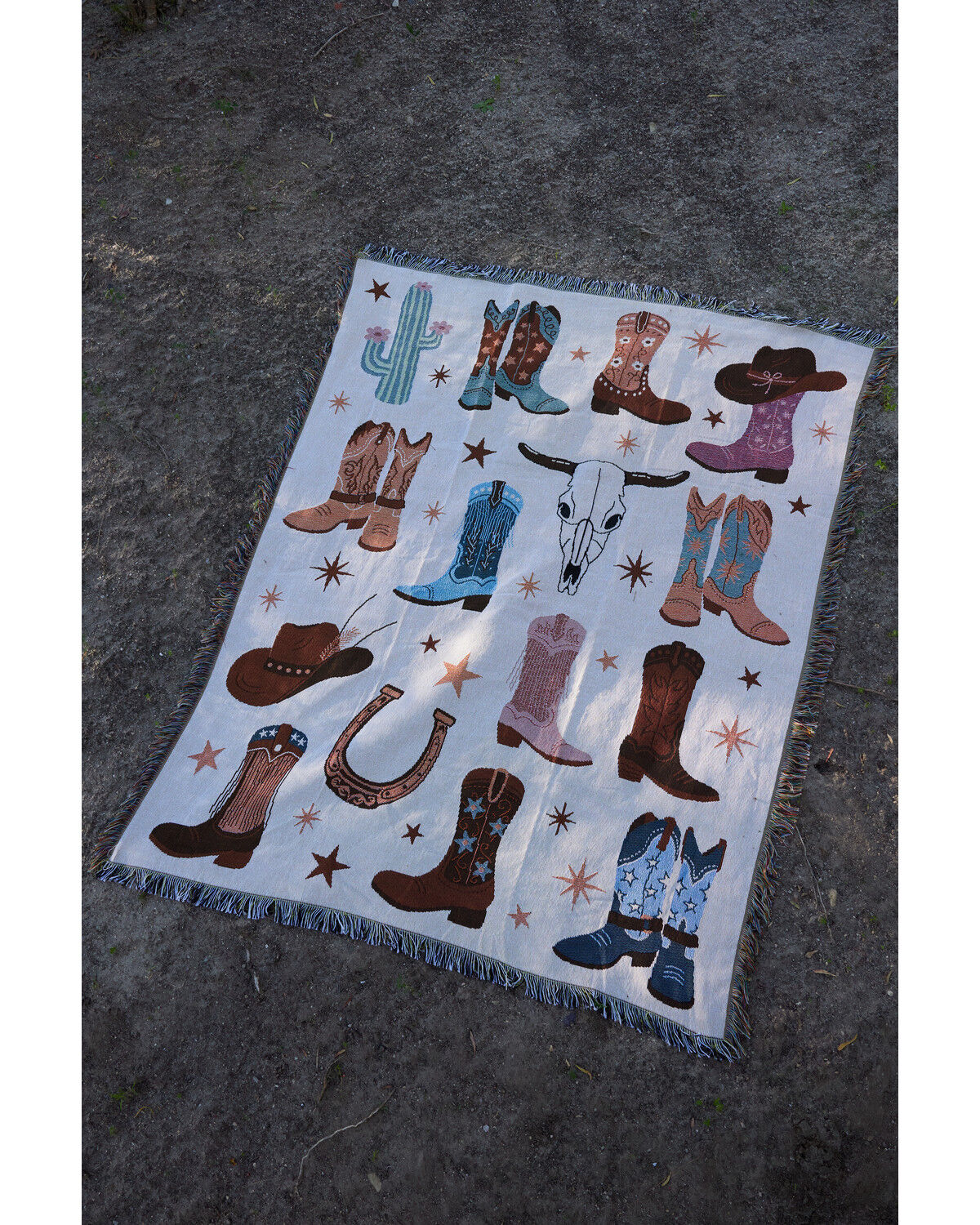 Image #3 - Boot Barn Summer Western Icons Throw Blanket, Cream, hi-res