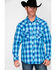 Image #1 - Rock & Roll Denim Men's Crinkle Washed Yarn Dye Plaid Long Sleeve Western Shirt, Blue, hi-res