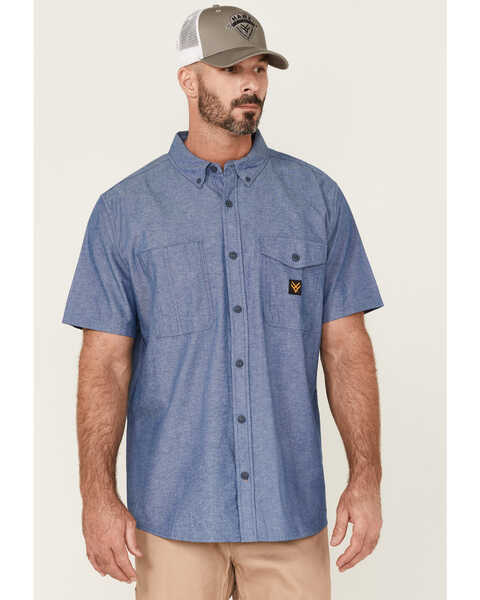 Hawx Men's Short Sleeve Button-Down Work Shirt , Royal Blue, hi-res