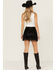 Image #3 - Blue B Women's Metallic Fringe Mini Skirt, Black, hi-res