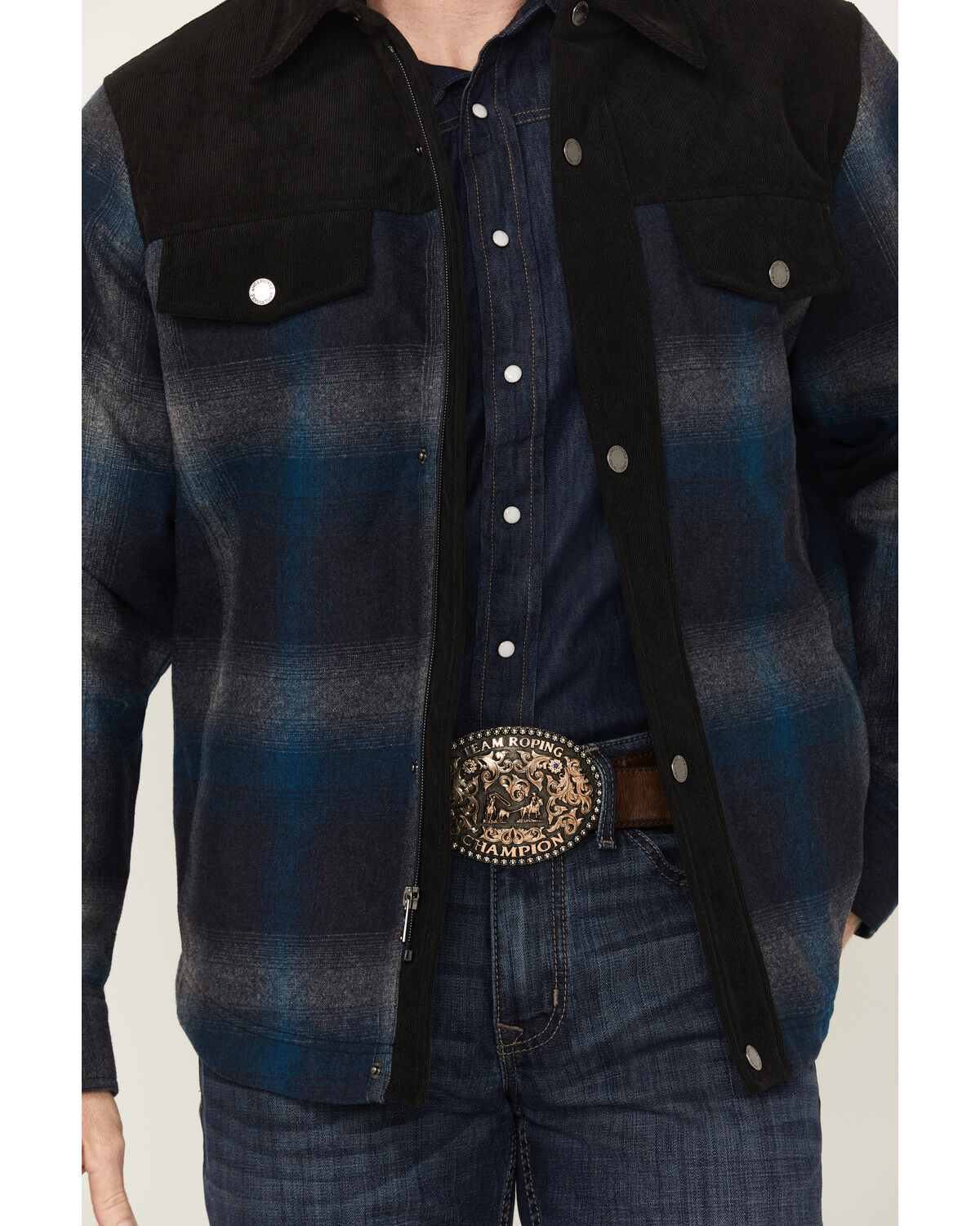 Image #3 - Pendleton Men's Timberline Plaid Print Quilted Snap Shirt Jacket, Charcoal, hi-res