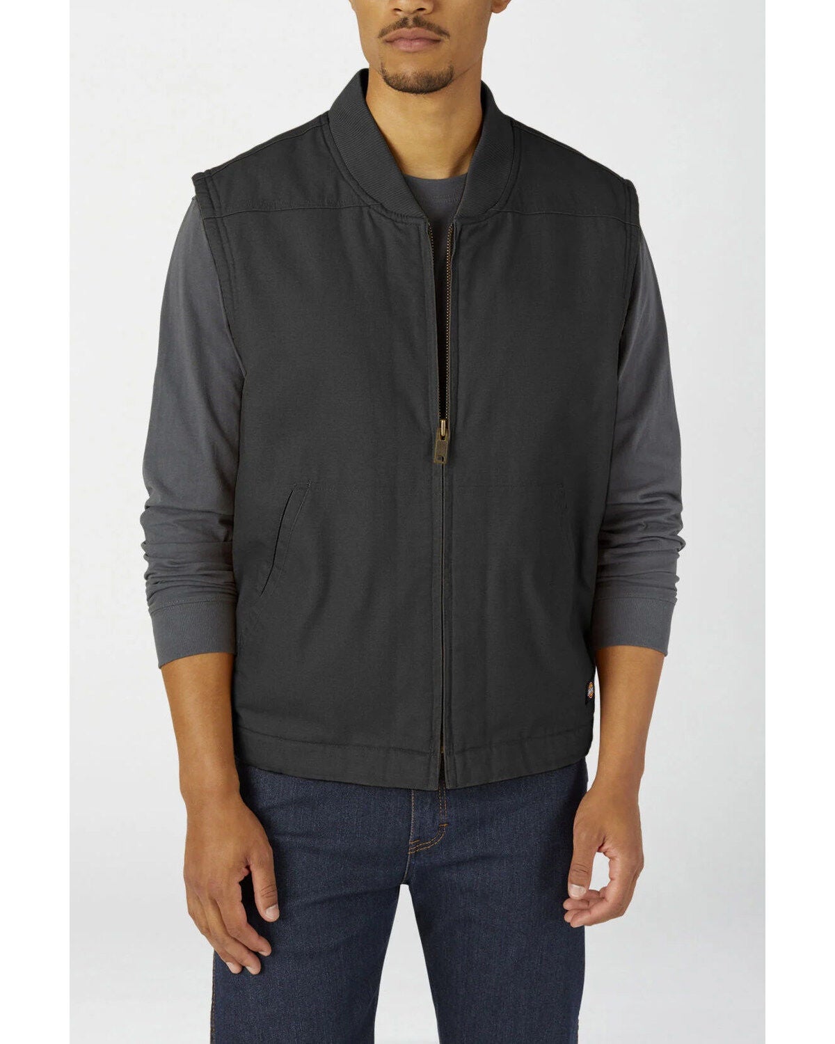 Dickies Men's Rinsed Black Brushed Sherpa Duck Work Vest, Black, hi-res
