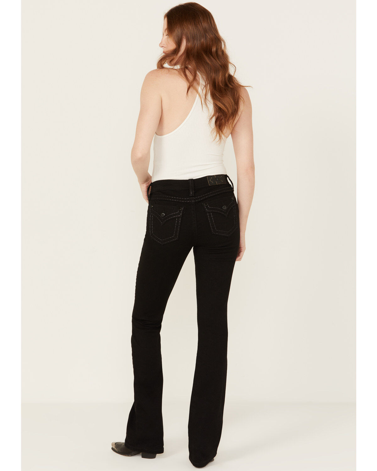 Image #1 - Miss Me Women's Mid Rise Border Stitch Bootcut Stretch Denim Jeans, , hi-res