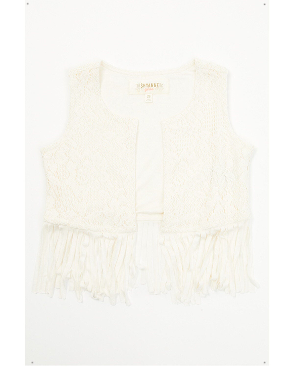 Shyanne Toddler Girls' Flawless Fringe Lace Vest, Cream, hi-res