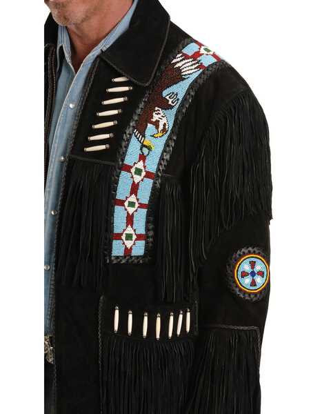 Image #2 - Liberty Wear Eagle Bead Fringed Suede Leather Jacket, Black, hi-res