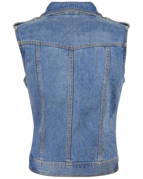 Image #2 - Milwaukee Leather Women's Studded Zip Front Denim Vest - 3X/4X, , hi-res