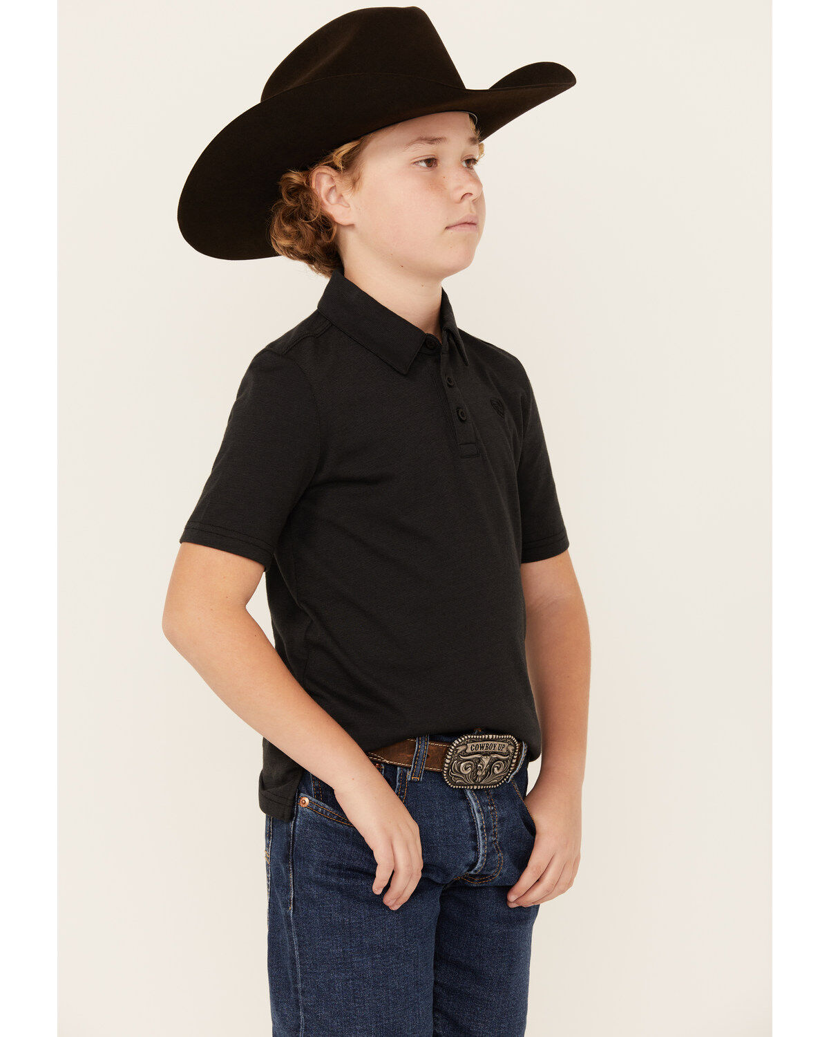 Image #2 - Rock & Roll Denim Boys' Short Sleeve Polo Shirt, Black, hi-res