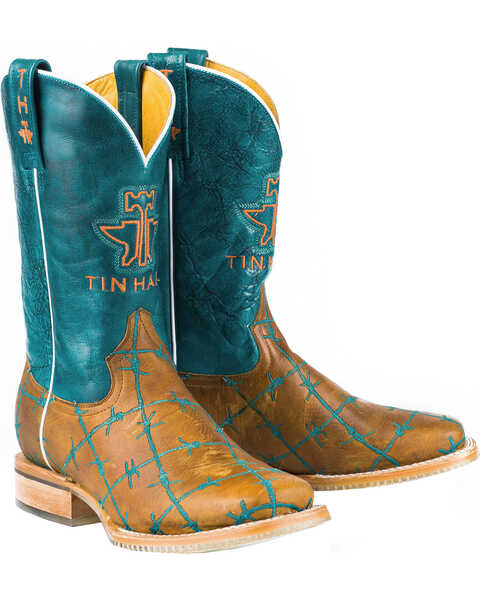 Image #3 - Tin Haul Women's Barb'd Wire Western Boots, Tan, hi-res