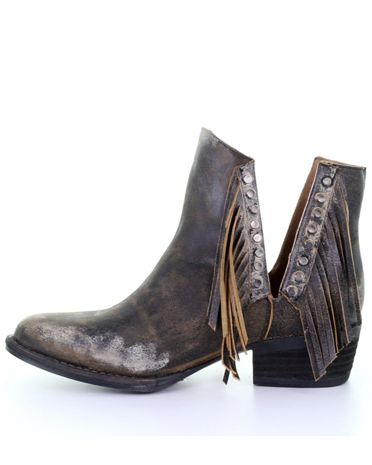 Image #3 - Circle G Women's Studded Fringe Fashion Booties - Round Toe, , hi-res