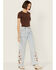 Image #1 - Driftwood Women's Callie X Boogie Nights Light Wash High Rise Floral Embroidered Straight Stretch Denim Jeans, Light Wash, hi-res