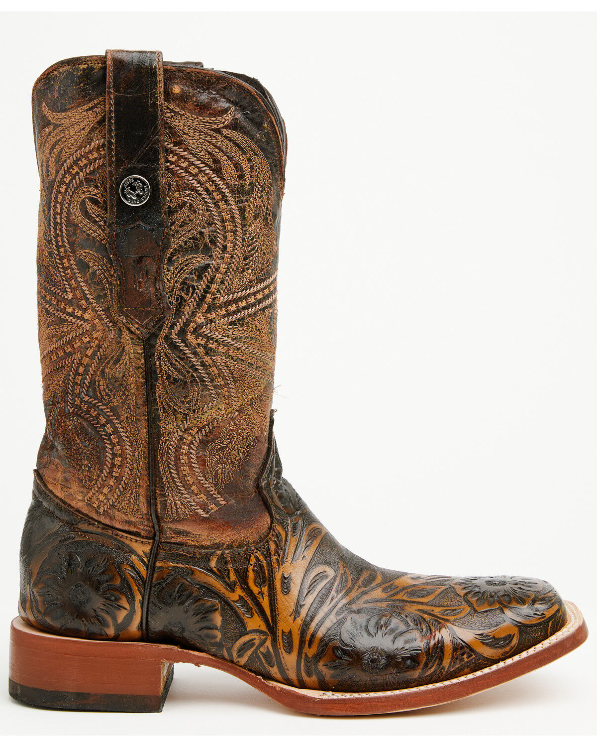 Tanner Mark Men's Hand Tooled Western Boots - Broad Square Toe