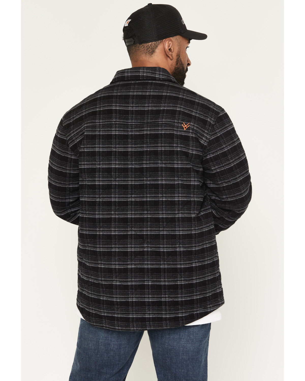 Image #4 - Hawx Men's Harvester Plaid Print Quilted Snap Jacket, Charcoal, hi-res