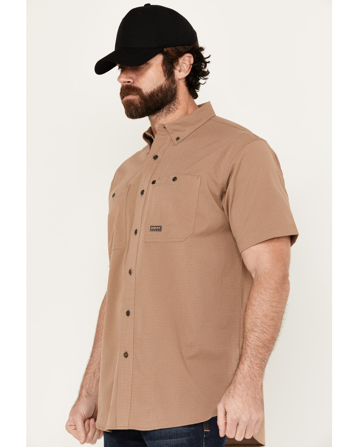 Image #2 - Ariat Men's Rebar Made Tough 360 AirFlow Short Sleeve Work Shirt, Beige, hi-res