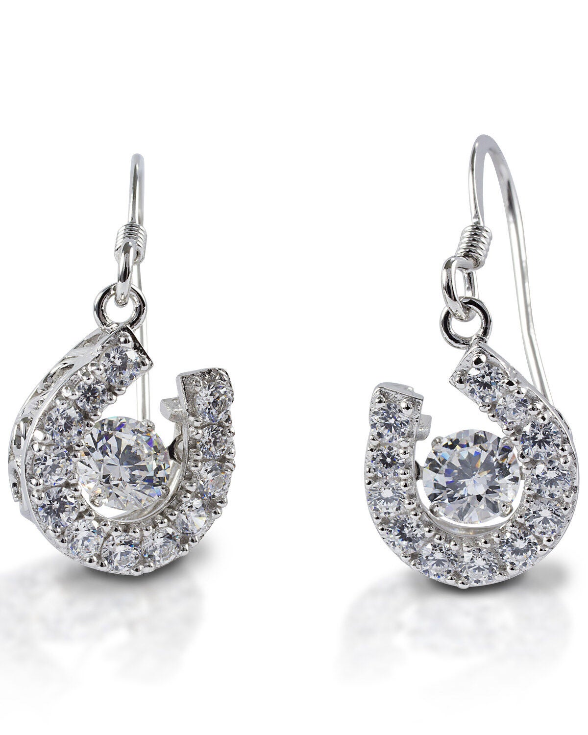 Kelly Herd Women's Dancing Stone Horseshoe Dangle Earrings, Silver, hi-res