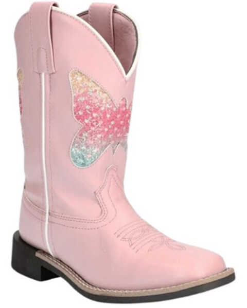 Image #1 - Smoky Mountain Little Girls' Chloe Western Boots - Broad Square Toe , Pink, hi-res
