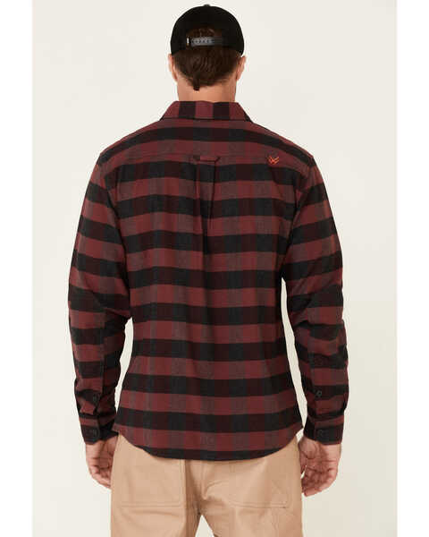 Hawx Men's Harris Stretch Plaid Print Long Sleeve Button Down Work Flannel Shirt - Tall , Dark Red, hi-res