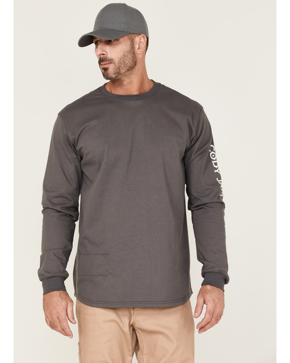 Image #1 - Cody James Men's FR Logo Long Sleeve Work T-Shirt, Charcoal, hi-res