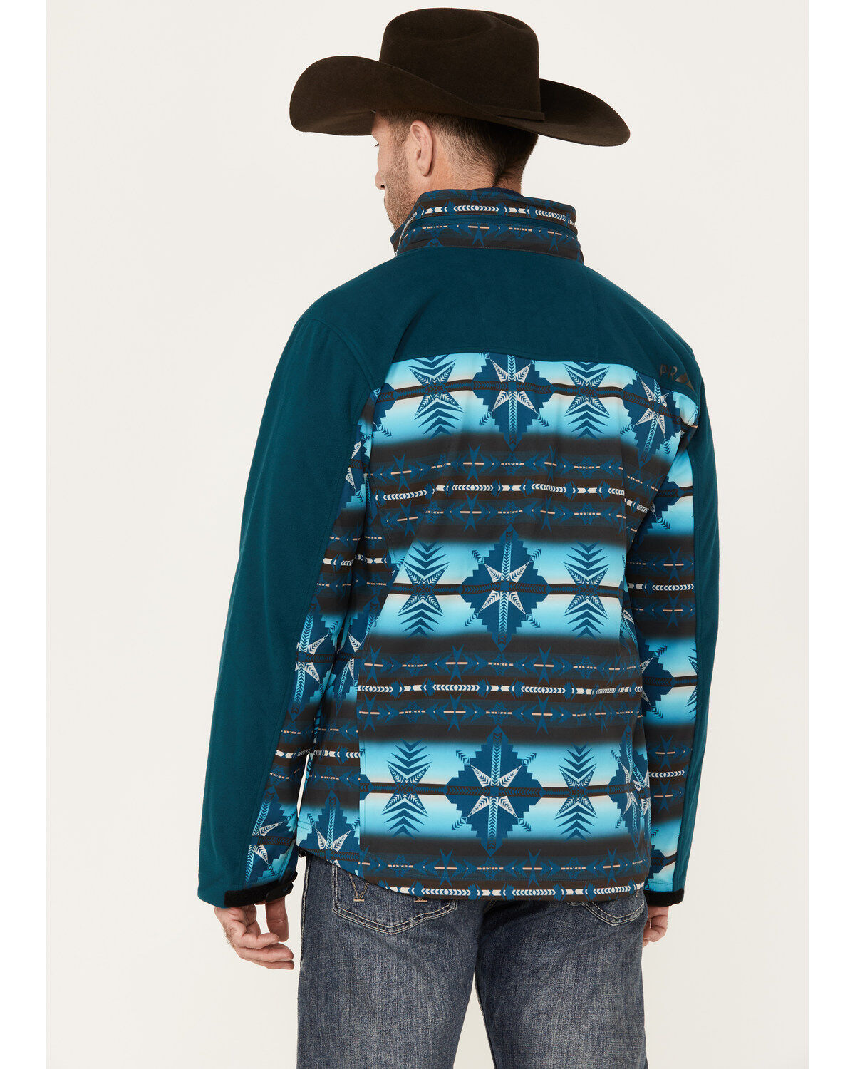 Image #4 - Powder River Outfitters Men's Southwestern Print Softshell Jacket, Teal, hi-res