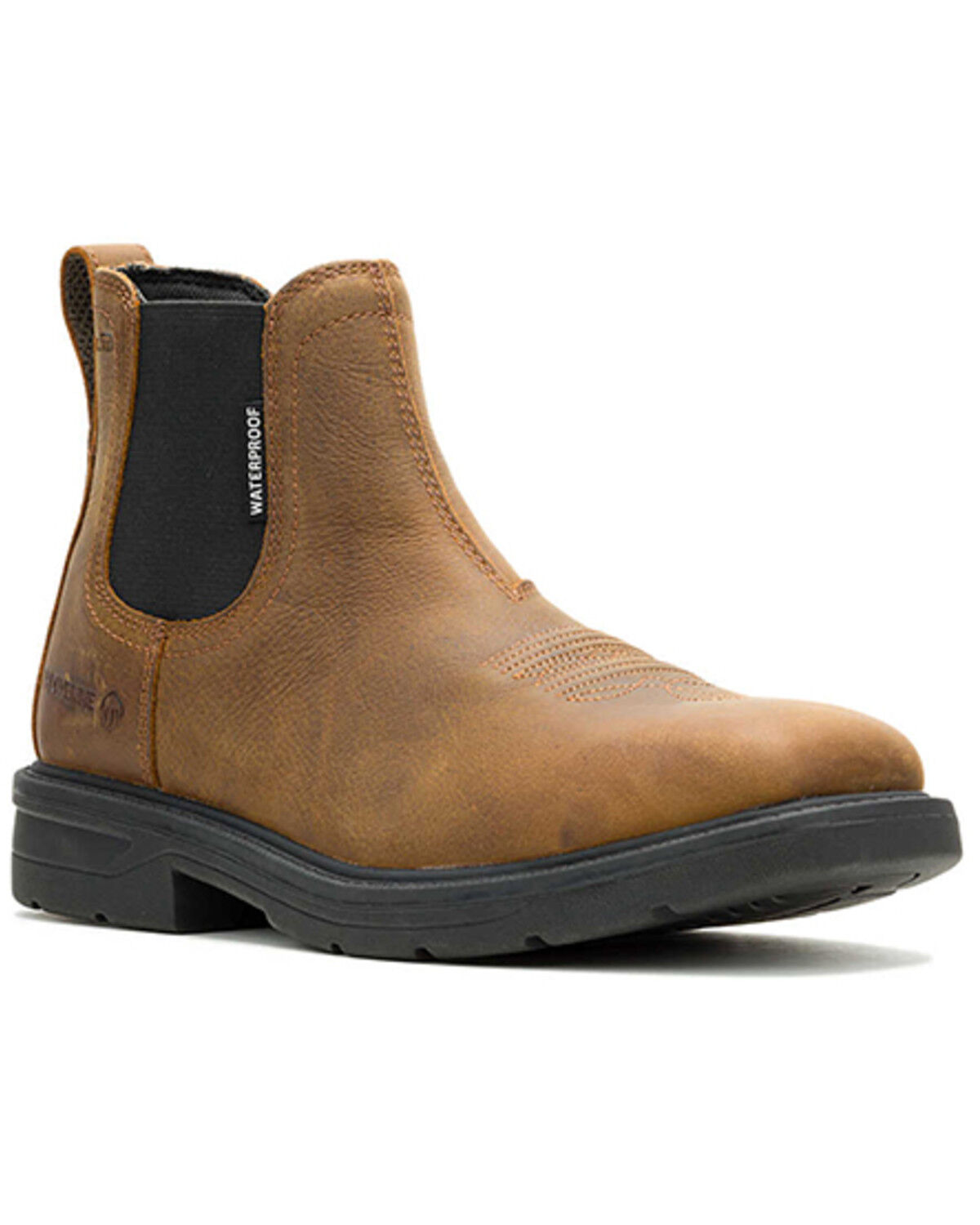 Image #1 - Wolverine Men's Rancher Level Chelsea Slip-On Work Boots - Steel Toe, Brown, hi-res