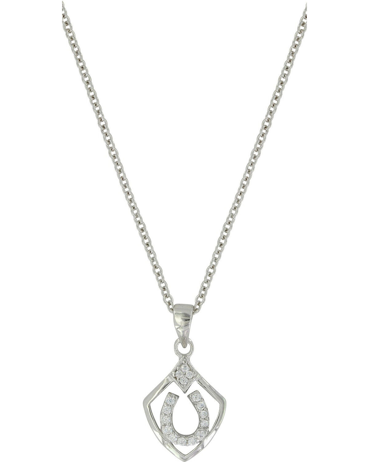 Image #1 - Montana Silversmiths Women's Shielded In Horseshoes Necklace, Silver, hi-res