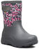 Image #1 - Bogs Girls' York Seamless Impressionist Floral Rubber Boots, Grey, hi-res