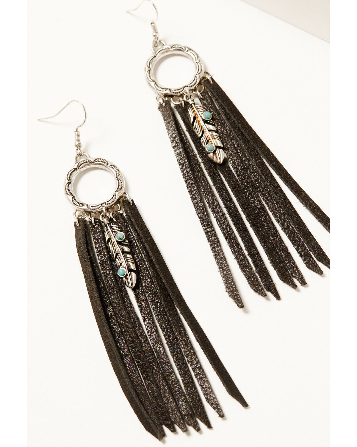 Image #3 - Idyllwind Women's Andora Leather Fringe Earrings, Silver, hi-res