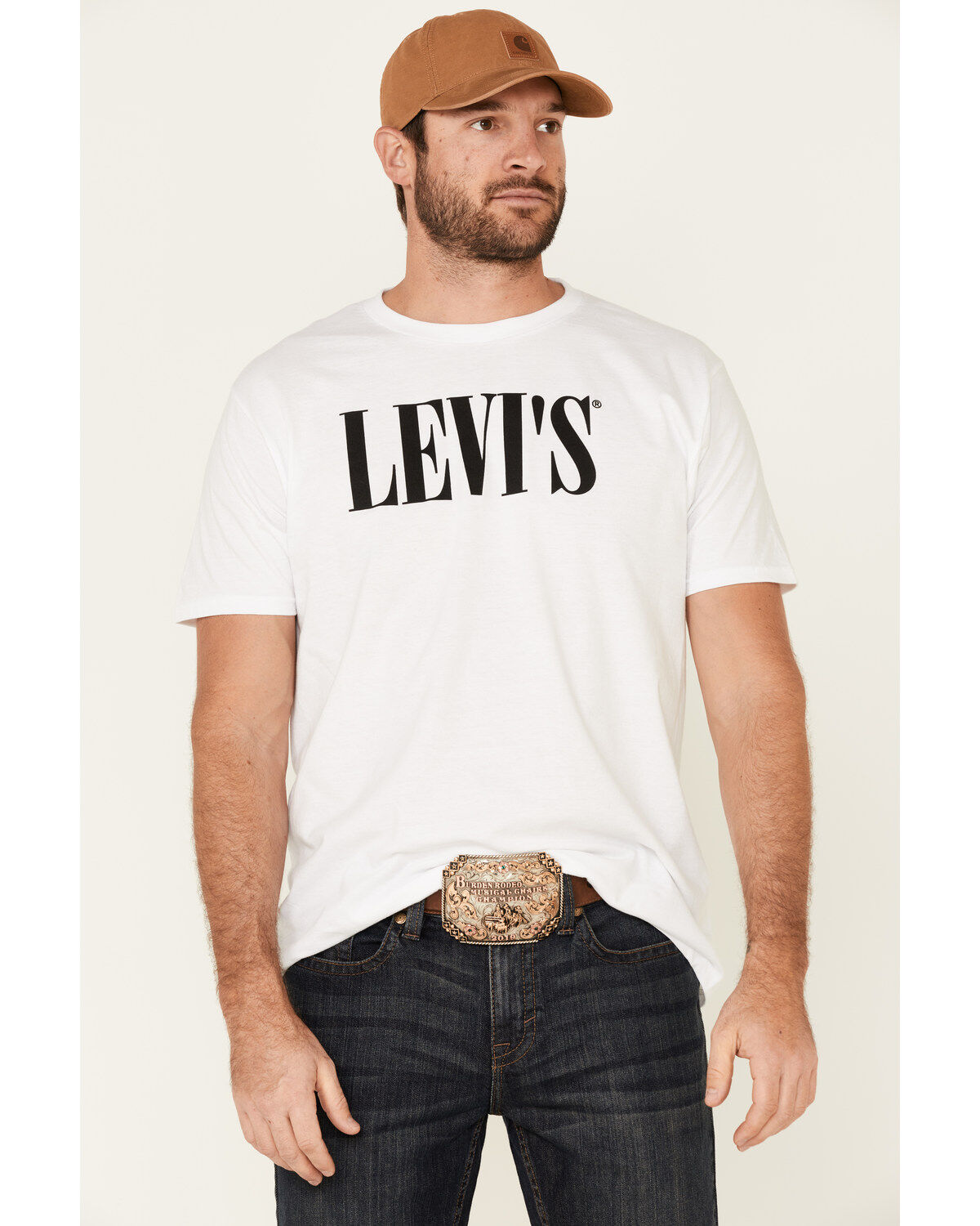 Image #1 - Levi's Men's White Serif Logo Graphic T-Shirt, White, hi-res