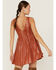 Shyanne Women's Lurex Tassel Southwestern Stripe Dress, Rust Copper, hi-res