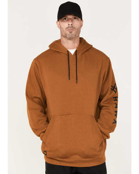 Hawx Men's Primo Logo Graphic Fleece Hooded Work Sweatshirt, Rust Copper, hi-res