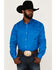 Image #1 - RANK 45® Men's Solid Basic Twill Logo Long Sleeve Button-Down Western Shirt, Royal Blue, hi-res