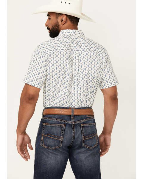 Image #4 - Cody James Men's Tusk Southwestern Geo Print Short Sleeve Button-Down Stretch Western Shirt , Ivory, hi-res