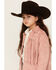 Fornia Girls' Star Patch Fringe Jacket , Light Pink, hi-res
