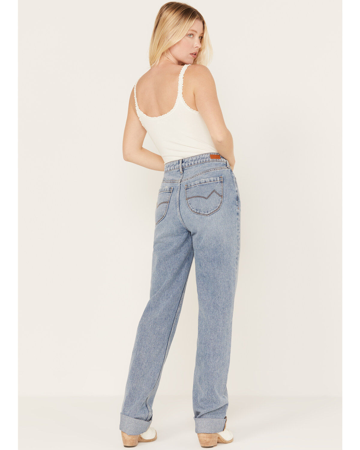 Image #3 - Cleo + Wolf Women's Medium Wash Short Straight Cuffed Jeans, Medium Wash, hi-res
