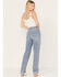 Image #3 - Cleo + Wolf Women's Medium Wash Short Straight Cuffed Jeans, Medium Wash, hi-res