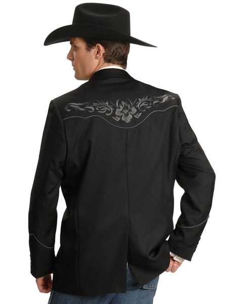 Scully Men's Floral Embroidery Western Jacket, Charcoal Grey