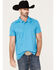 Rock & Roll Denim Men's Embroidered Logo Snap Performance Polo Shirt, Blue, hi-res