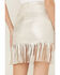 Shyanne Women's Faux Suede Silver Fringe Skirt, Taupe, hi-res