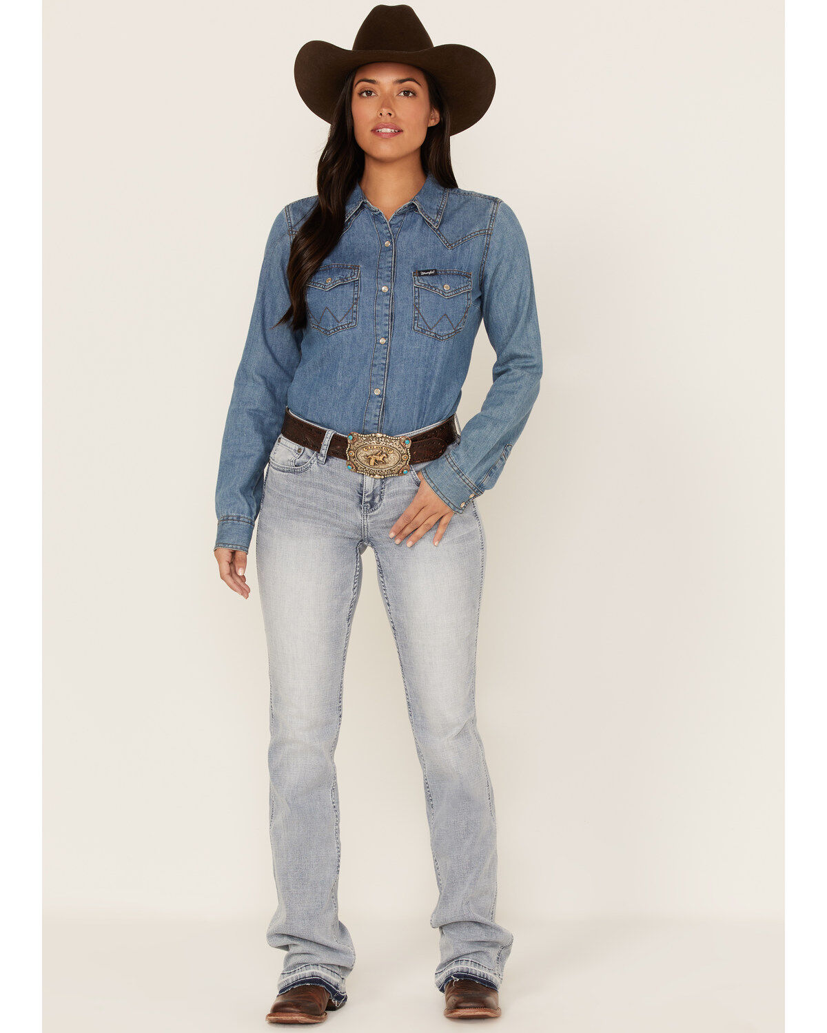 Image #1 - RANK 45® Women's Light Wash Mid Rise Bootcut Riding Jeans, , hi-res