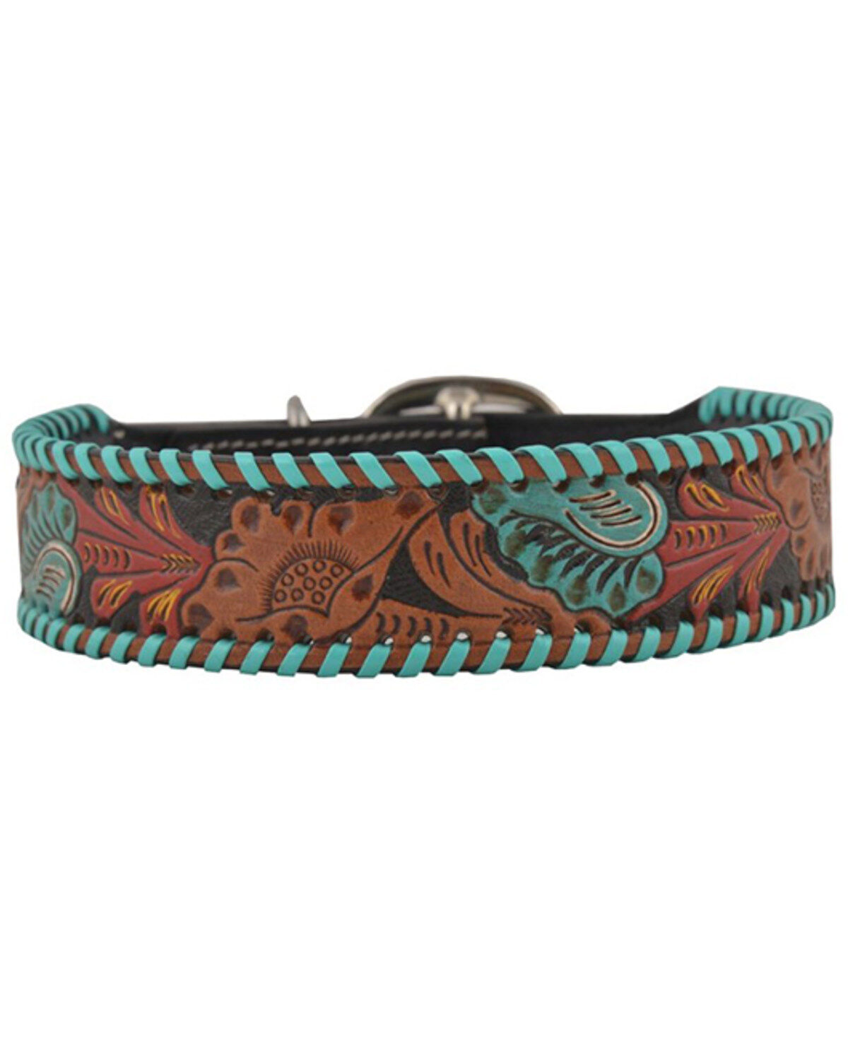 Image #1 - Myra Full Bloom Tooled Leather Dog Collar, , hi-res