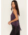 Shyanne Women's Cage Back Graphic Tank, Purple, hi-res