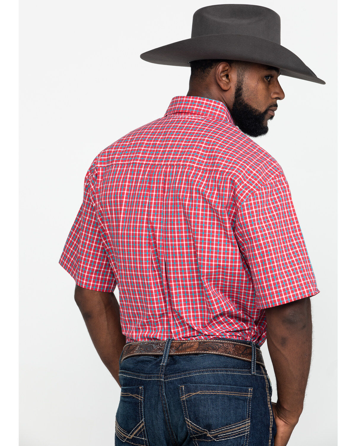 Image #2 - George Strait By Wrangler Men's Red Small Plaid Short Sleeve Western Shirt , , hi-res
