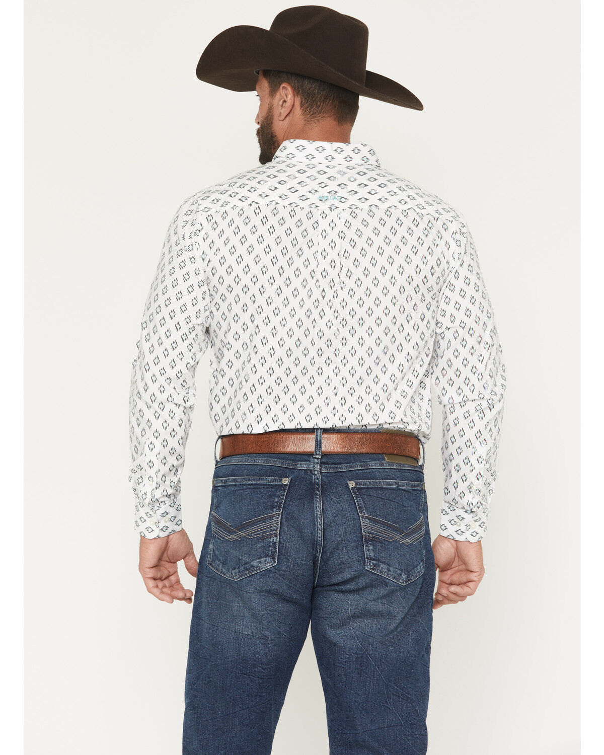 Image #4 - Ariat Men's Bass Geo Print Long Sleeve Button-Down Western Shirt, White, hi-res