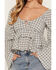 Image #3 - Cleo + Wolf Women's Plaid Print Long Sleeve Peplum Top, Blue, hi-res
