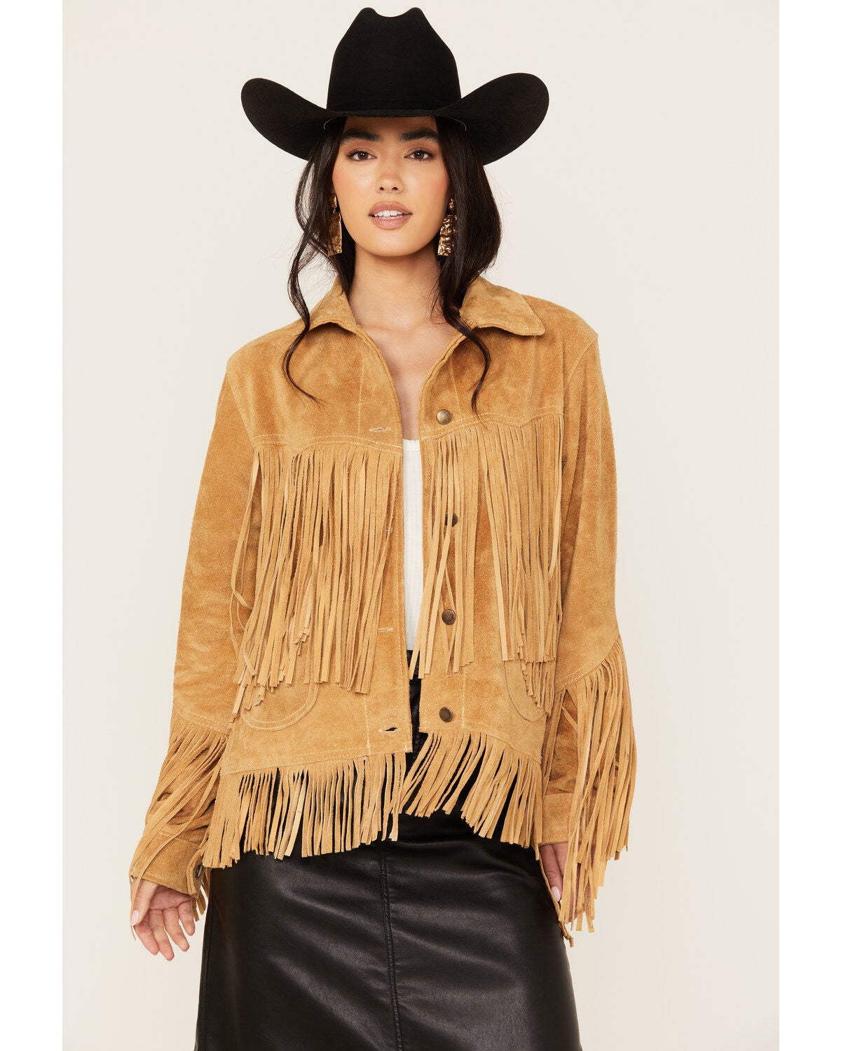 STS Ranchwear by Carroll Women's Suede Fringe Elsa Jacket, Camel, hi-res